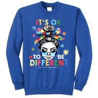 ItS Ok To Be Different Autism Awareness Messy Bun Gift Sweatshirt