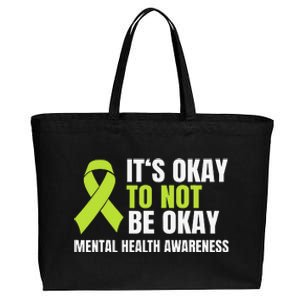 It's Okay To Not Be Okay Mental Health Ribbon Cotton Canvas Jumbo Tote