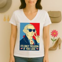 Its Only Treason If You Lose George Washington Women's V-Neck T-Shirt