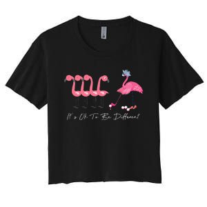 It's Ok To Be Different Funny Flamingo Golf Lover Women's Crop Top Tee