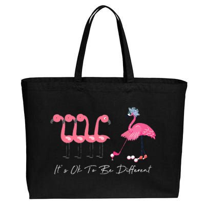 It's Ok To Be Different Funny Flamingo Golf Lover Cotton Canvas Jumbo Tote