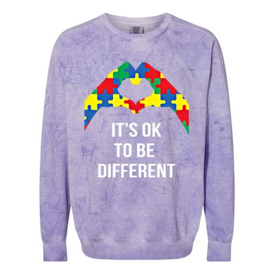 ItS Ok To Be Different Autism Awareness Month Acceptance Gift Colorblast Crewneck Sweatshirt