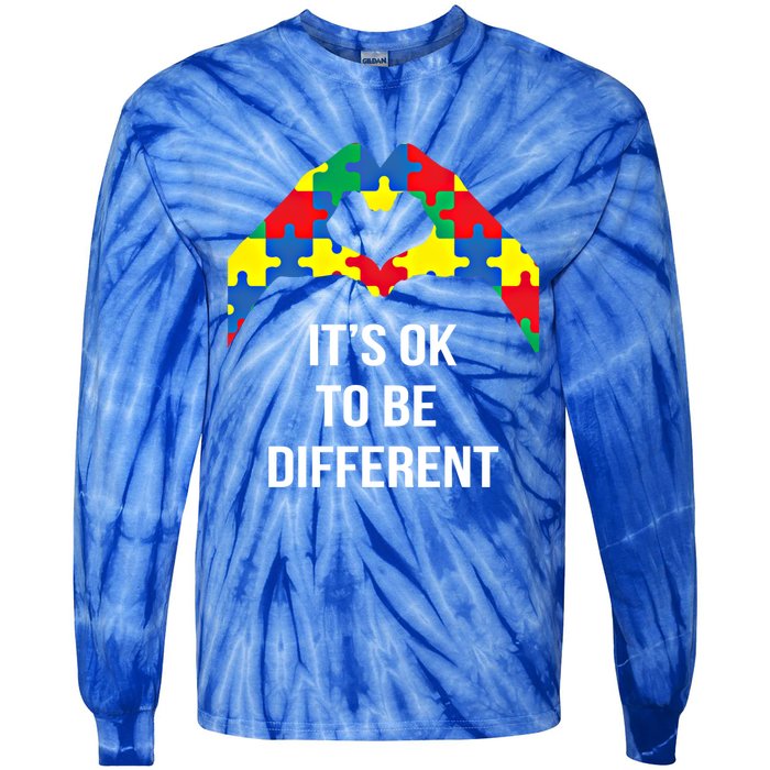 ItS Ok To Be Different Autism Awareness Month Acceptance Gift Tie-Dye Long Sleeve Shirt