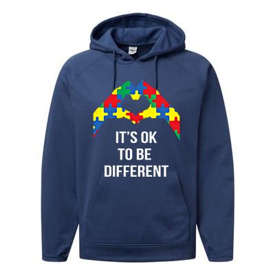 ItS Ok To Be Different Autism Awareness Month Acceptance Gift Performance Fleece Hoodie