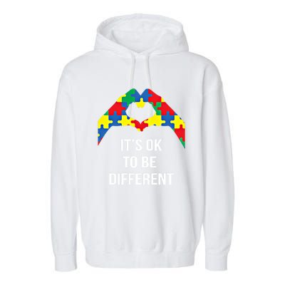 ItS Ok To Be Different Autism Awareness Month Acceptance Gift Garment-Dyed Fleece Hoodie