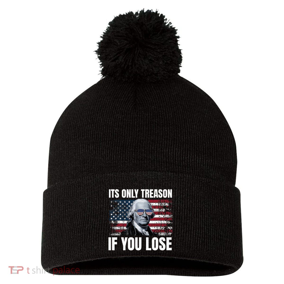 Its Only Treason If You Lose George Washington Pom Pom 12in Knit Beanie