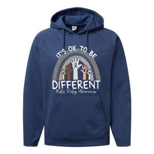 It's Ok To Be Different Bell’s Palsy Awareness Silver Funny Gift Performance Fleece Hoodie