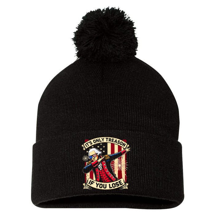 ItS Only Treason If You Lose George Washington Pom Pom 12in Knit Beanie