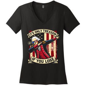 ItS Only Treason If You Lose George Washington Women's V-Neck T-Shirt