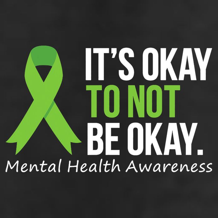 Its Okay To Not Be Okay Mental Health Awareness Ribbon 7 Panel Mesh Trucker Snapback Hat