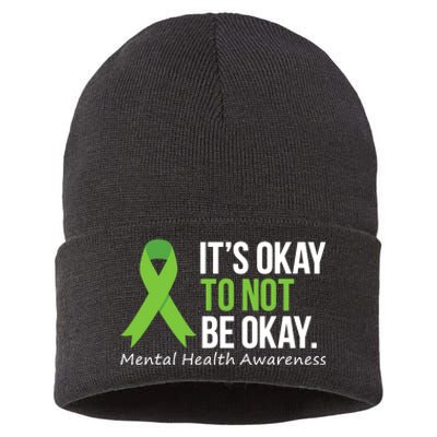 Its Okay To Not Be Okay Mental Health Awareness Ribbon Sustainable Knit Beanie