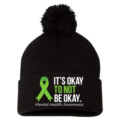 Its Okay To Not Be Okay Mental Health Awareness Ribbon Pom Pom 12in Knit Beanie