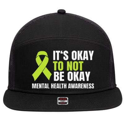 ItS Okay To Not Be Okay Mental Health Ribbon 7 Panel Mesh Trucker Snapback Hat