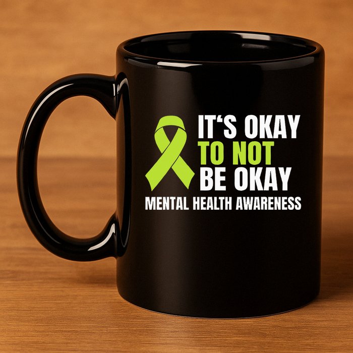 ItS Okay To Not Be Okay Mental Health Ribbon 11oz C Handle Ceramic Mug