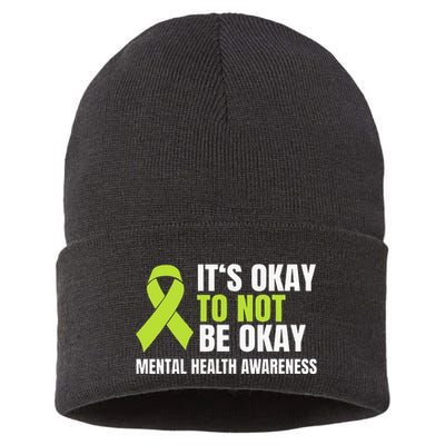 ItS Okay To Not Be Okay Mental Health Ribbon Sustainable Knit Beanie