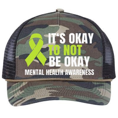 ItS Okay To Not Be Okay Mental Health Ribbon Retro Rope Trucker Hat Cap