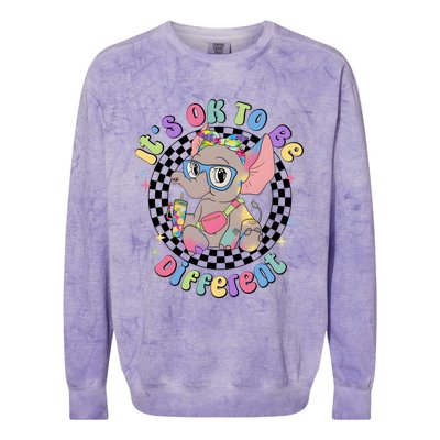 Its Ok To Be Different Bougie Autism Elephant Colorblast Crewneck Sweatshirt