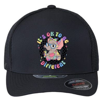 Its Ok To Be Different Bougie Autism Elephant Flexfit Unipanel Trucker Cap