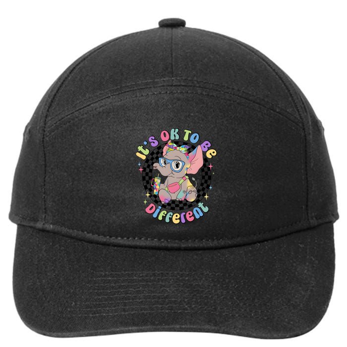 Its Ok To Be Different Bougie Autism Elephant 7-Panel Snapback Hat