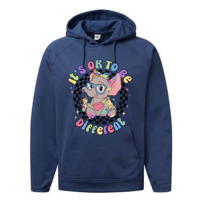 Its Ok To Be Different Bougie Autism Elephant Performance Fleece Hoodie