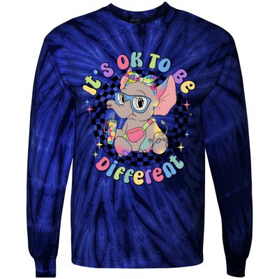 Its Ok To Be Different Bougie Autism Elephant Tie-Dye Long Sleeve Shirt