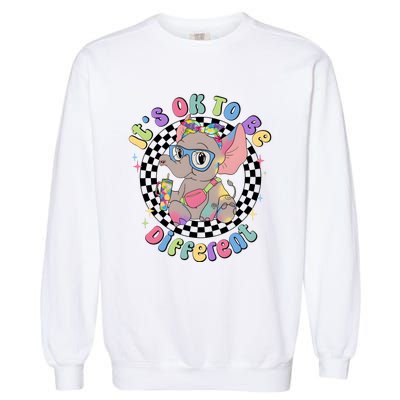 Its Ok To Be Different Bougie Autism Elephant Garment-Dyed Sweatshirt