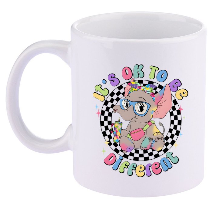 Its Ok To Be Different Bougie Autism Elephant 11oz C Handle Ceramic Mug