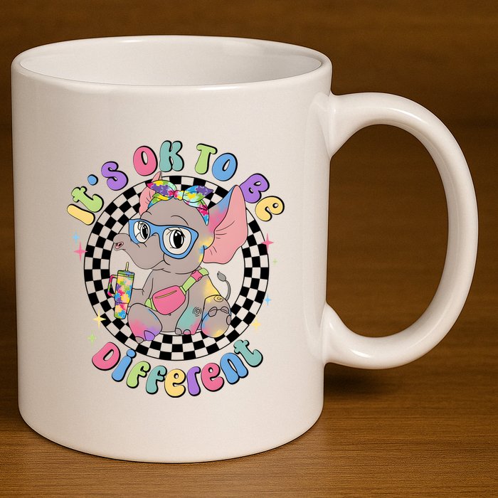 Its Ok To Be Different Bougie Autism Elephant 11oz C Handle Ceramic Mug