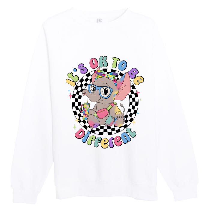 Its Ok To Be Different Bougie Autism Elephant Premium Crewneck Sweatshirt