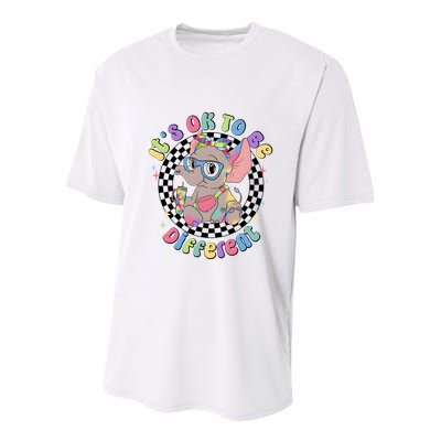 Its Ok To Be Different Bougie Autism Elephant Youth Performance Sprint T-Shirt