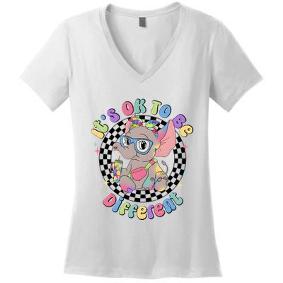 Its Ok To Be Different Bougie Autism Elephant Women's V-Neck T-Shirt