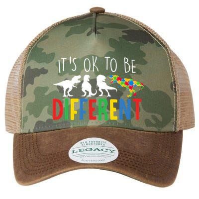 Its Ok To Be Different Autism Awareness Dinosaurs Legacy Tie Dye Trucker Hat