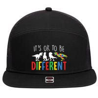 Its Ok To Be Different Autism Awareness Dinosaurs 7 Panel Mesh Trucker Snapback Hat