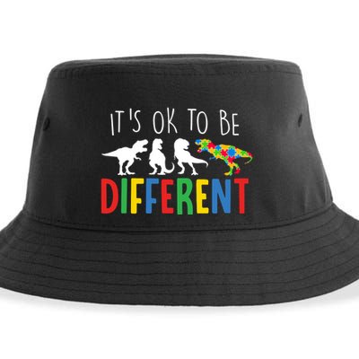 Its Ok To Be Different Autism Awareness Dinosaurs Sustainable Bucket Hat