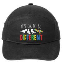 Its Ok To Be Different Autism Awareness Dinosaurs 7-Panel Snapback Hat