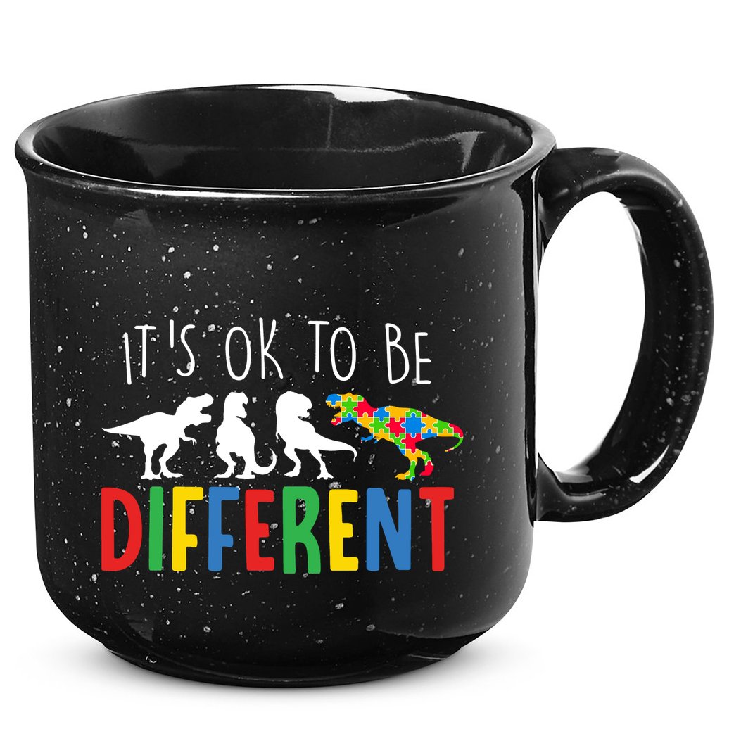 Its Ok To Be Different Autism Awareness Dinosaurs 15oz Campfire Ceramic Mug
