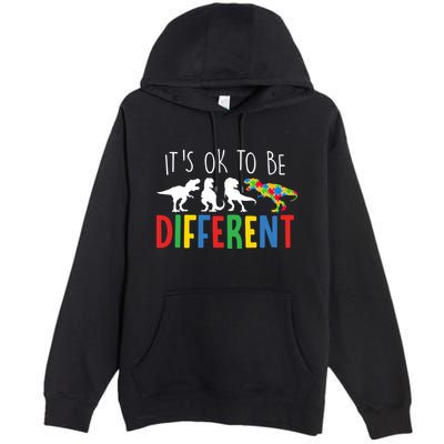 Its Ok To Be Different Autism Awareness Dinosaurs Premium Pullover Hoodie