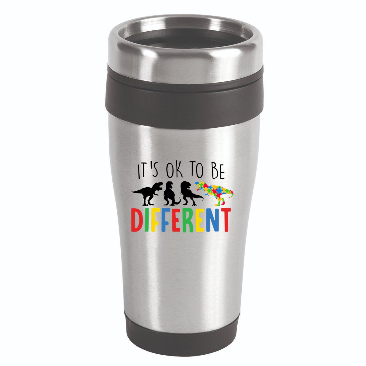Its Ok To Be Different Autism Awareness Dinosaurs 16oz Travel Tumbler