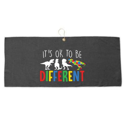 Its Ok To Be Different Autism Awareness Dinosaurs Large Microfiber Waffle Golf Towel