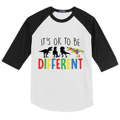 Its Ok To Be Different Autism Awareness Dinosaurs Kids Colorblock Raglan Jersey