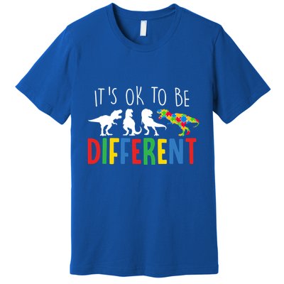 Its Ok To Be Different Autism Awareness Dinosaurs Premium T-Shirt