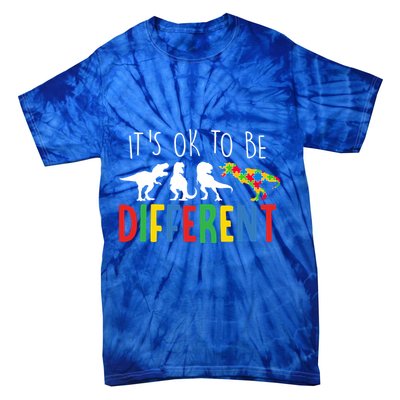 Its Ok To Be Different Autism Awareness Dinosaurs Tie-Dye T-Shirt