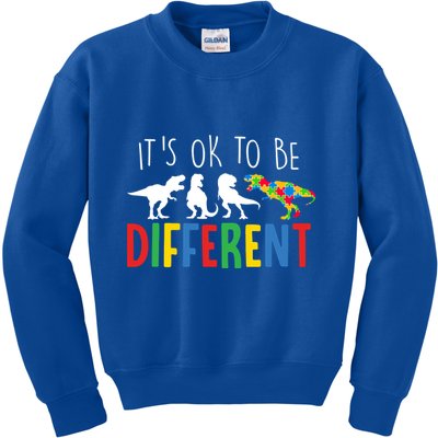 Its Ok To Be Different Autism Awareness Dinosaurs Kids Sweatshirt