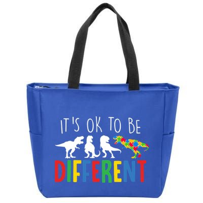 Its Ok To Be Different Autism Awareness Dinosaurs Zip Tote Bag