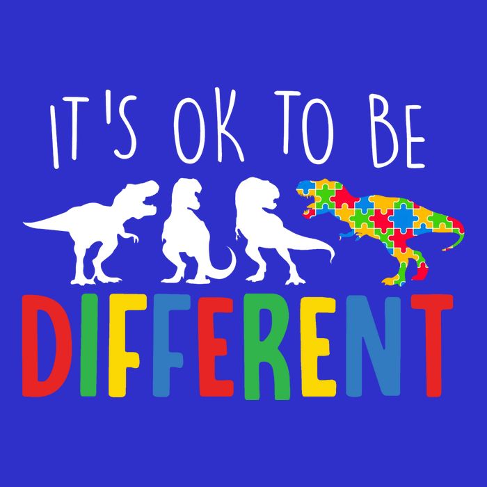 Its Ok To Be Different Autism Awareness Dinosaurs Full Zip Hoodie