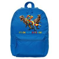 ItS Ok To Be Different Dinosaur Autism Awareness Funny Gift 16 in Basic Backpack