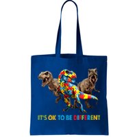 ItS Ok To Be Different Dinosaur Autism Awareness Funny Gift Tote Bag