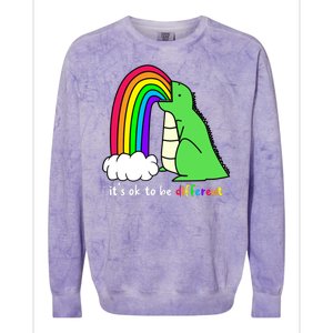 It's Ok To Be Different Autism Awareness Dinosaur Colorblast Crewneck Sweatshirt