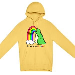 It's Ok To Be Different Autism Awareness Dinosaur Premium Pullover Hoodie