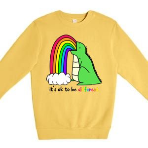 It's Ok To Be Different Autism Awareness Dinosaur Premium Crewneck Sweatshirt